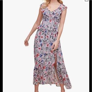 ASTR the Label Double V-Neck Flutter Midi Dress